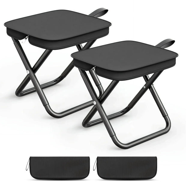 Set de 2 Tabourets de Camping Noirs – Compacts et Pratiques