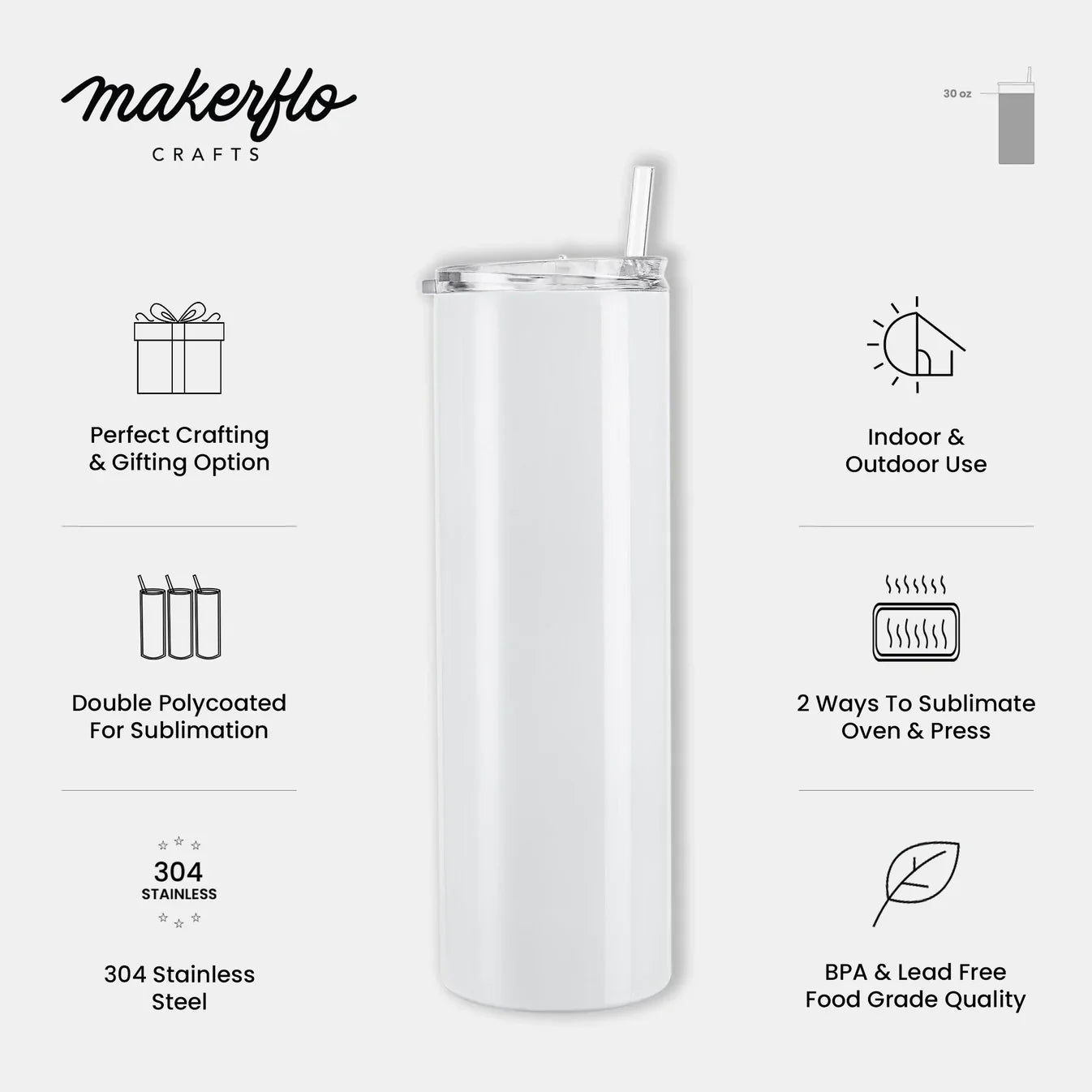 30oz Skinny Sublimation Tumbler