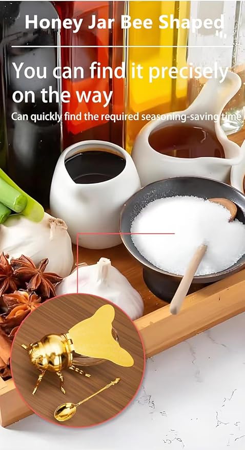 Pot à miel en verre avec doseur anti-goutte – Élégant, pratique et sans salissures