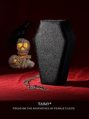 Boîte à Bijoux Gothique en Forme de Cercueil – Coffret en Velours pour Colliers, Bracelets et Bagues