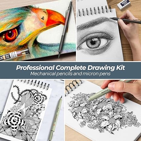 Kit de Dessin Artistique de 58 Pièces avec Étui en Cuir
