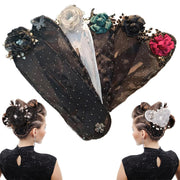 All-Star Flower Hair Accessories – Hand-Embroidered Flower Lazy Bun Maker Hair Styling Tool,6 Pieces Mixed Set