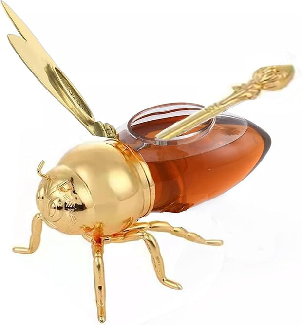 Pot à miel en verre avec doseur anti-goutte – Élégant, pratique et sans salissures